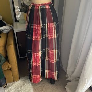 Taffeta Tartan Maxi Skirt-Mario Borato Vintage